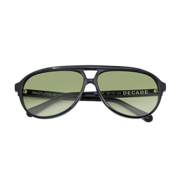 Decade Jasper 80s Sunglasses - Gloss Black Acetate/Green CR39