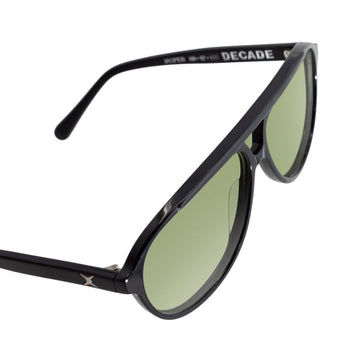 Decade Jasper 80s Sunglasses - Gloss Black Acetate/Green CR39