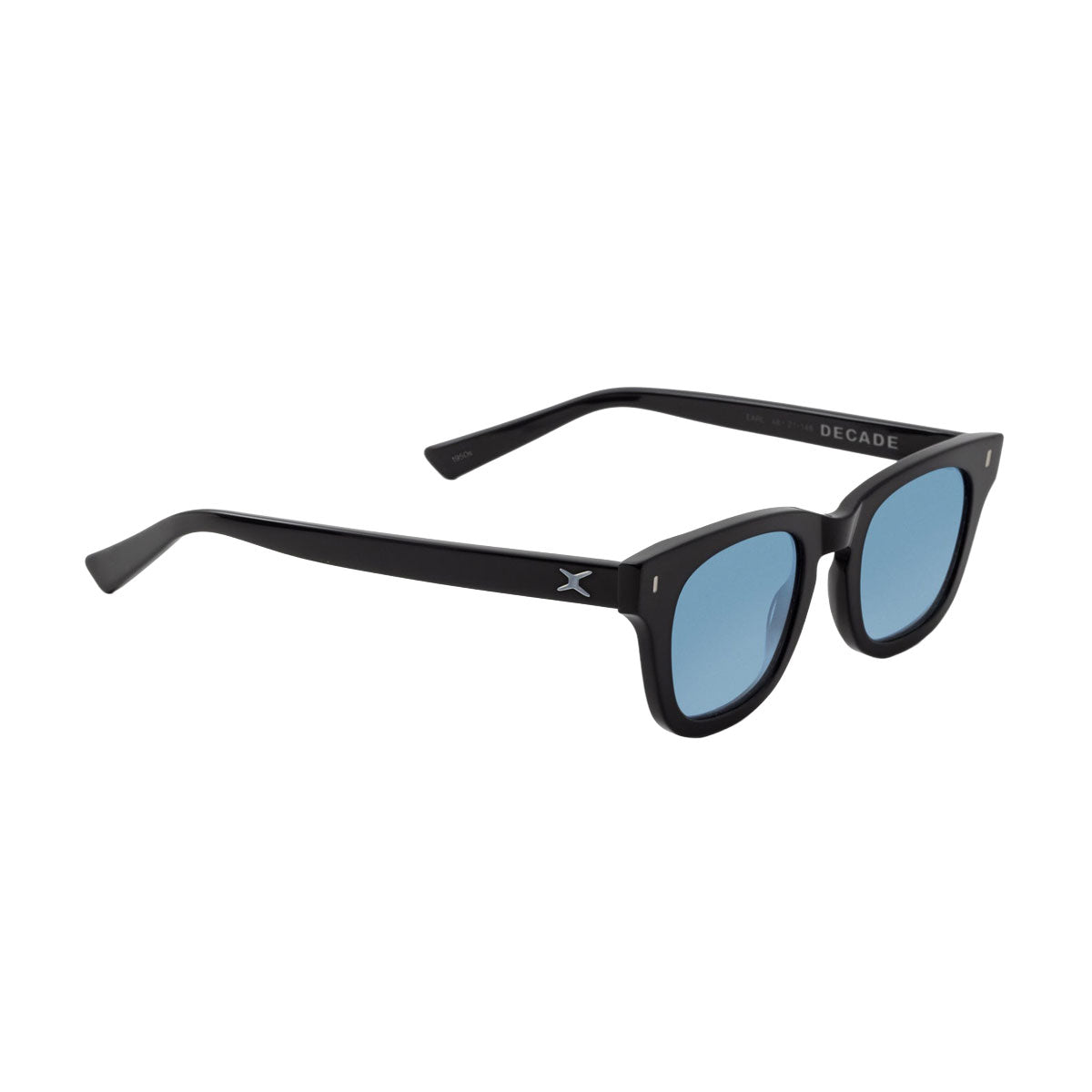 Decade Earl 50s Sunglasses - Gloss Black Acetate/Blue CR39 – CCS