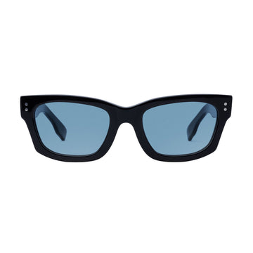 Decade Milton 60s Sunglasses - Gloss Black Acetate/Blue CR39
