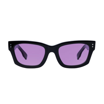 Decade Milton 60s Sunglasses - Gloss Black Acetate/Purple CR39