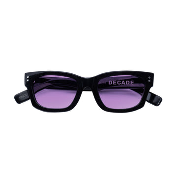 Decade Milton 60s Sunglasses - Gloss Black Acetate/Purple CR39