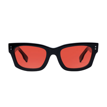 Decade Milton 60s Sunglasses - Gloss Black Acetate/Red CR39