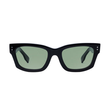 Decade Milton 60s Sunglasses - Gloss Black Acetate/Green CR39