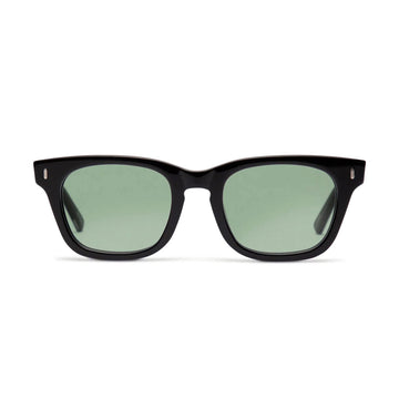 Decade Big Earl 50s Sunglasses - Gloss Black Acetate/Green CR-39