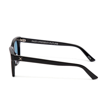 Decade Big Earl 50s Sunglasses - Gloss Black Acetate/Blue  CR-39
