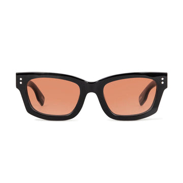 Decade Milton 60s Sunglasses - Gloss Black Acetate/Sunset CR-39