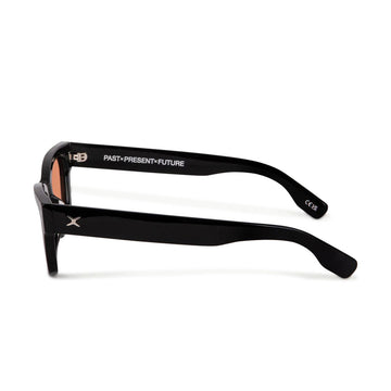 Decade Milton 60s Sunglasses - Gloss Black Acetate/Sunset CR-39