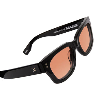 Decade Milton 60s Sunglasses - Gloss Black Acetate/Sunset CR-39