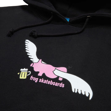 Frog Flying Pig Hoodie - Black