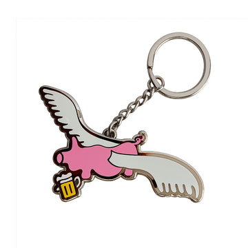 Frog Flying Pig Keychain - Pink