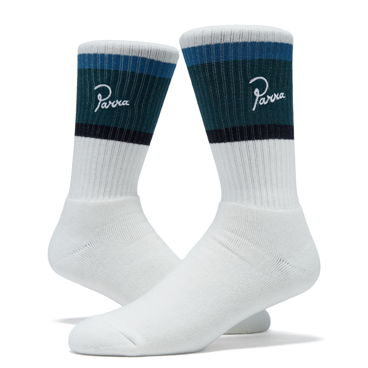 By Parra Signature Striped Crew Socks - Mallard Green image 2
