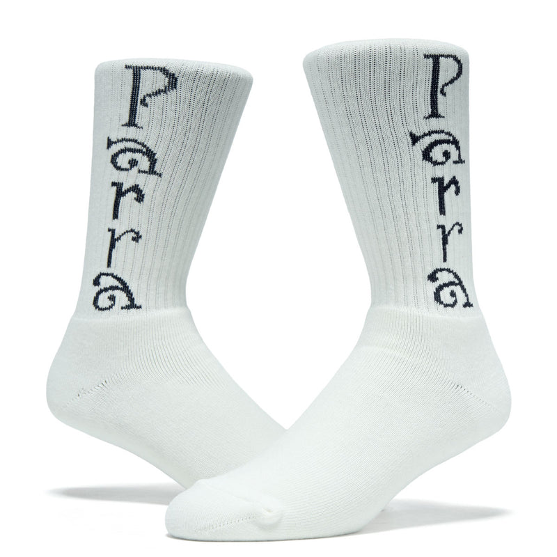 By Parra Weird Trad Logo Crew Socks - White