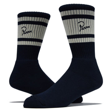 By Parra Signature Striped Crew Socks - Navy Blue