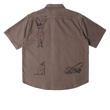 By Parra Crooked Face Short Sleeve Shirt - Brown