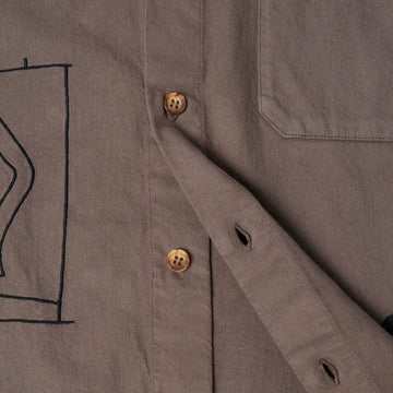 By Parra Crooked Face Short Sleeve Shirt - Brown