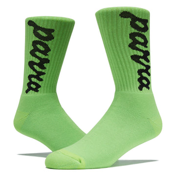 By Parra Lowercase Script Logo Crew Socks - Acid Green