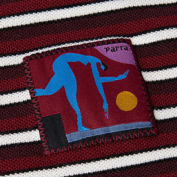 By Parra Tripped Stripes Pique Long Sleeve T-Shirt - Dark Red