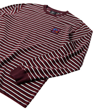 By Parra Tripped Stripes Pique Long Sleeve T-Shirt - Dark Red