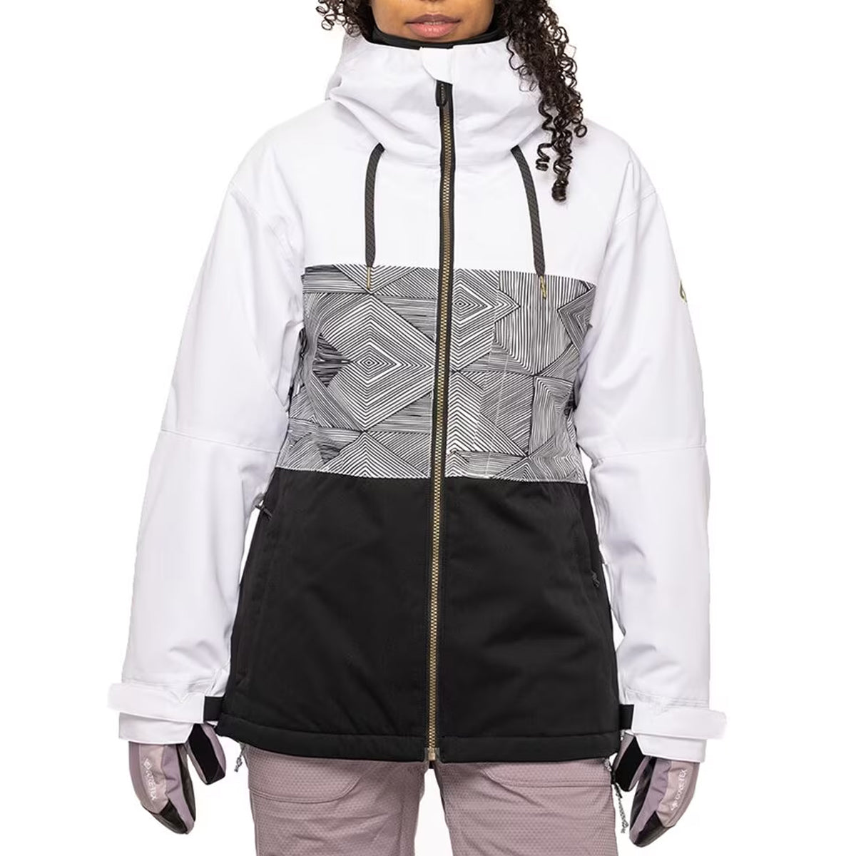 686 Womens Athena Insulated Snowboard Jacket - White Geo Colorblock image 1