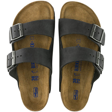 Birkenstock Womens Arizona Soft Footbed Sandals - Black Oiled Leather