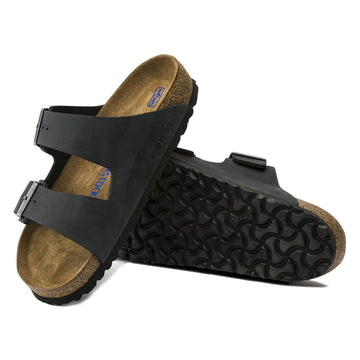Birkenstock Womens Arizona Soft Footbed Sandals - Black Oiled Leather