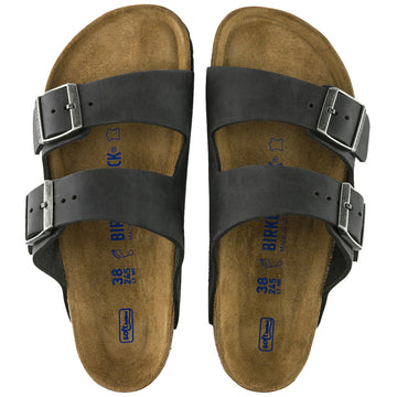 Birkenstock Arizona Soft Footbed Sandals - Black Oilded Leather