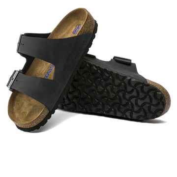 Birkenstock Arizona Soft Footbed Sandals - Black Oilded Leather