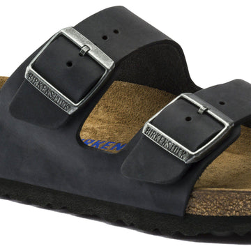 Birkenstock Arizona Soft Footbed Sandals - Black Oilded Leather