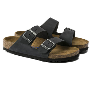 Birkenstock Womens Arizona Soft Footbed Sandals - Black Oilded Leather