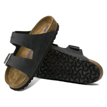 Birkenstock Womens Arizona Soft Footbed Sandals - Black Oilded Leather