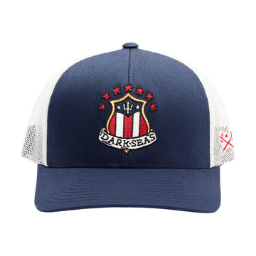Dark Seas Patriot Trucker Hat - Navy/White