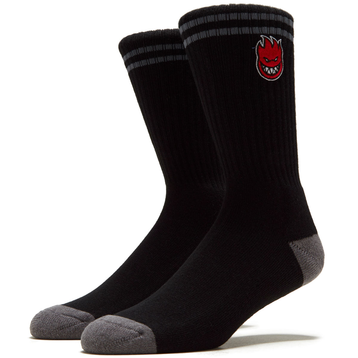 Spitfire Bighead Fill Emb Socks - Black/Charcoal/Red image 1