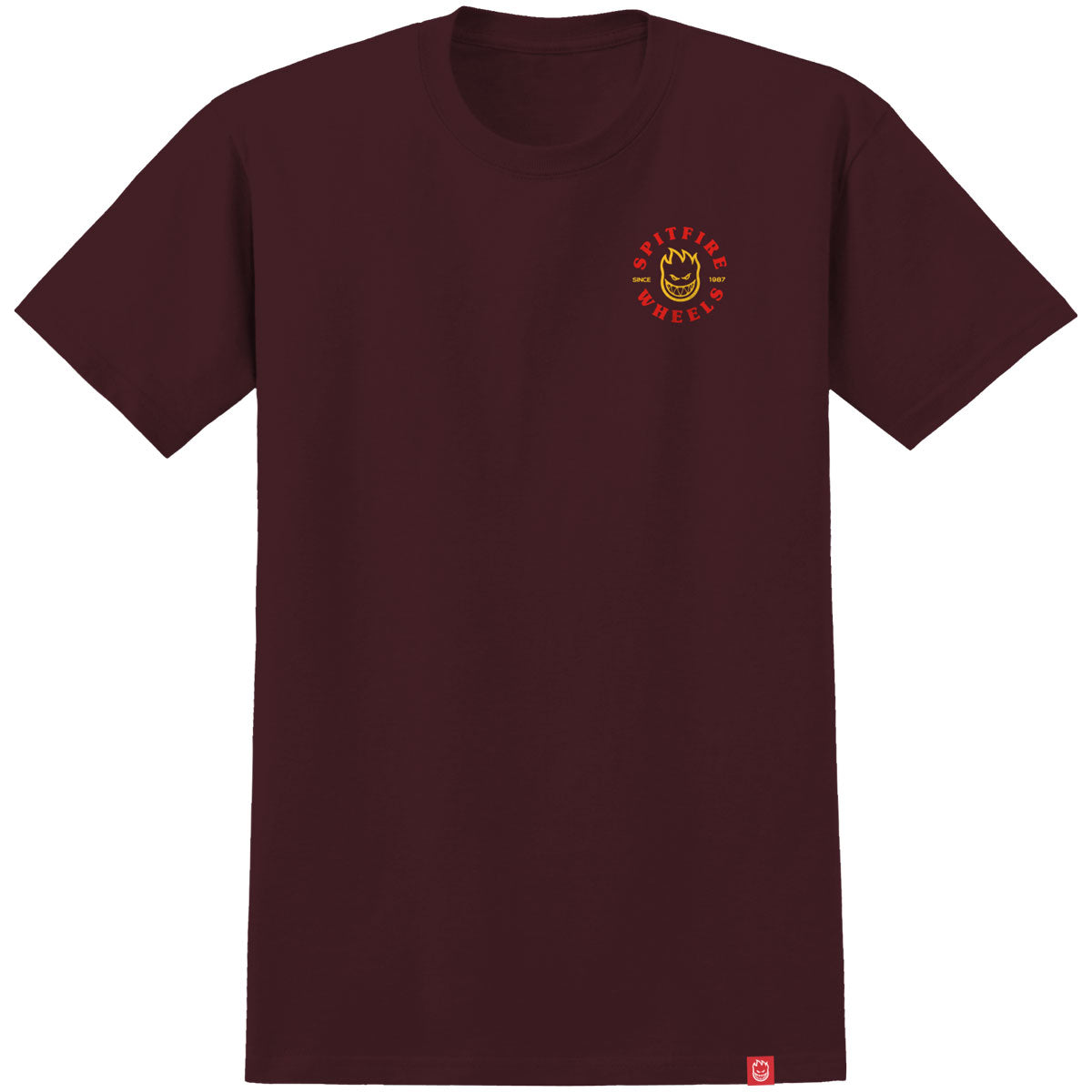 Spitfire Bighead Classic T-Shirt - Maroon/Red/Yellow image 2