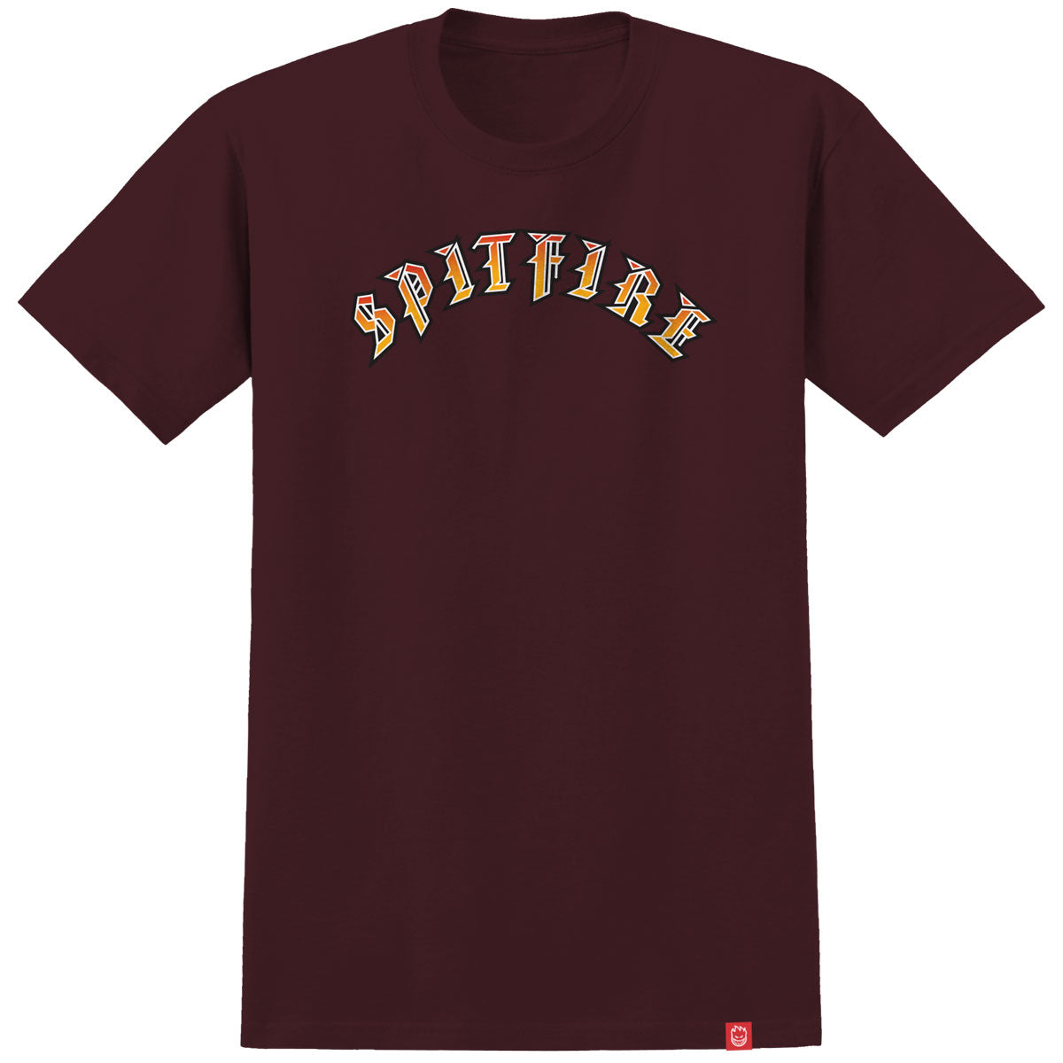 Spitfire Old E Fade Fill T-Shirt - Maroon/Red/Gold Fade image 1