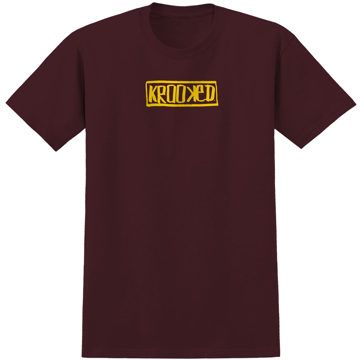Krooked Box T-Shirt - Maroon/Yellow image 1