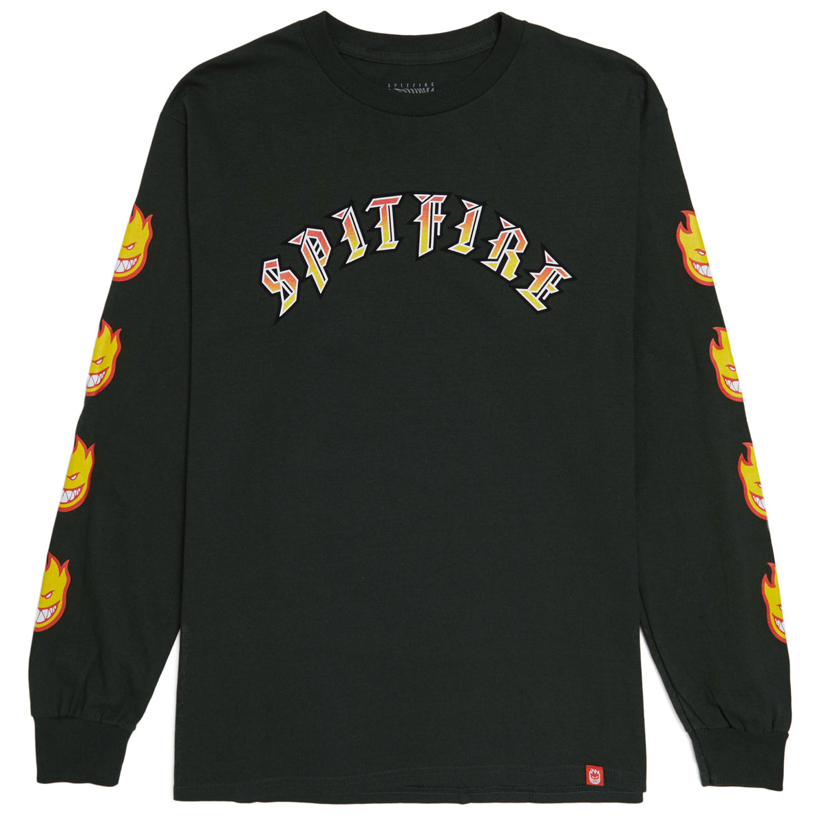 Spitfire Old E Bighead Fill Long Sleeve T-Shirt - Forest Green/Gold/Red image 1