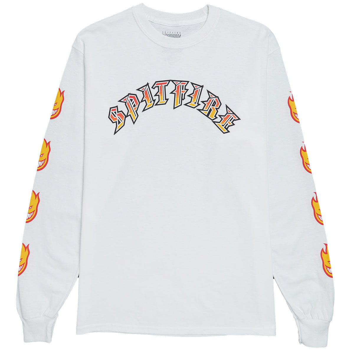 Spitfire Old E Bighead Fill Sleeve Long Sleeve T-Shirt - White/Gold/Red image 1