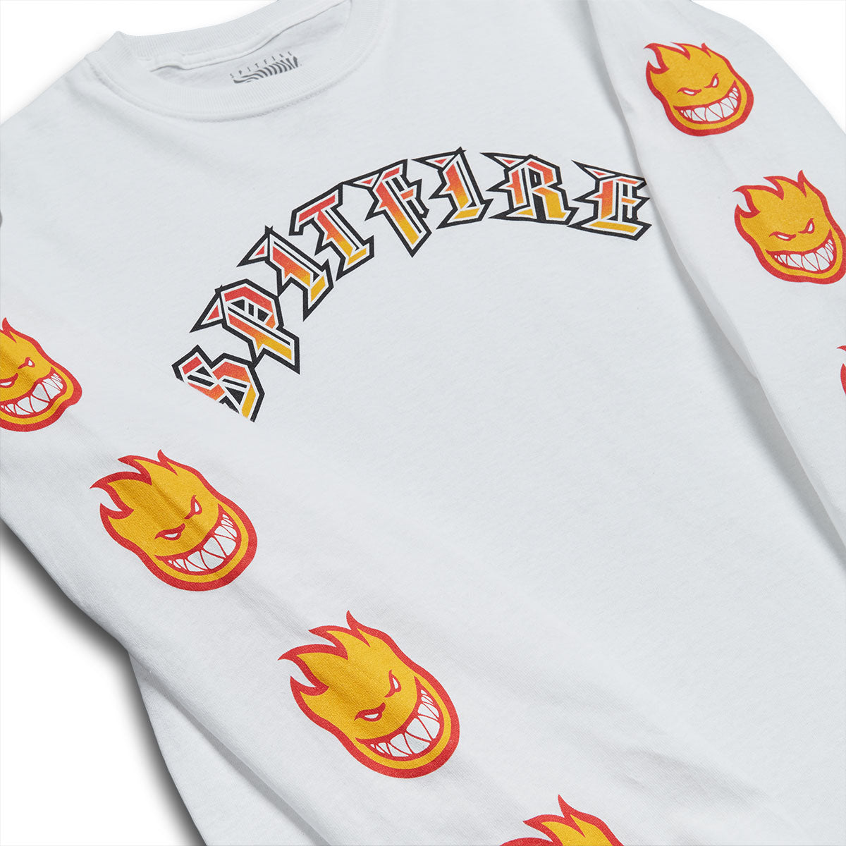 Spitfire Old E Bighead Fill Sleeve Long Sleeve T-Shirt - White/Gold/Red image 2