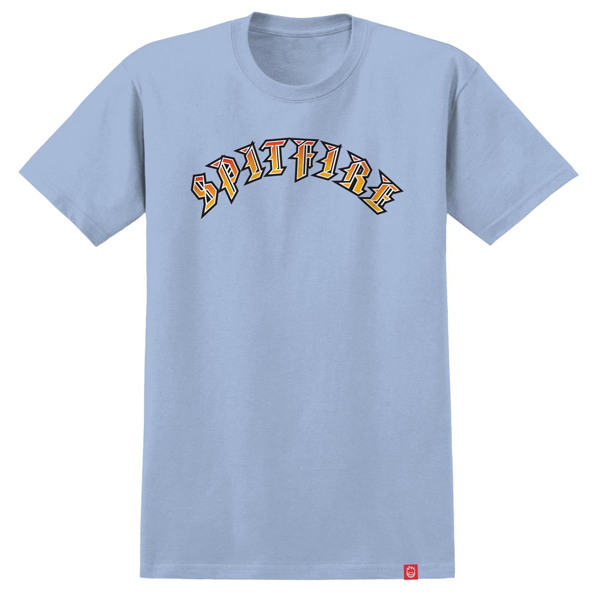 Spitfire Old E Fade Fill T-Shirt - Light Blue/Red Gold Fade image 1
