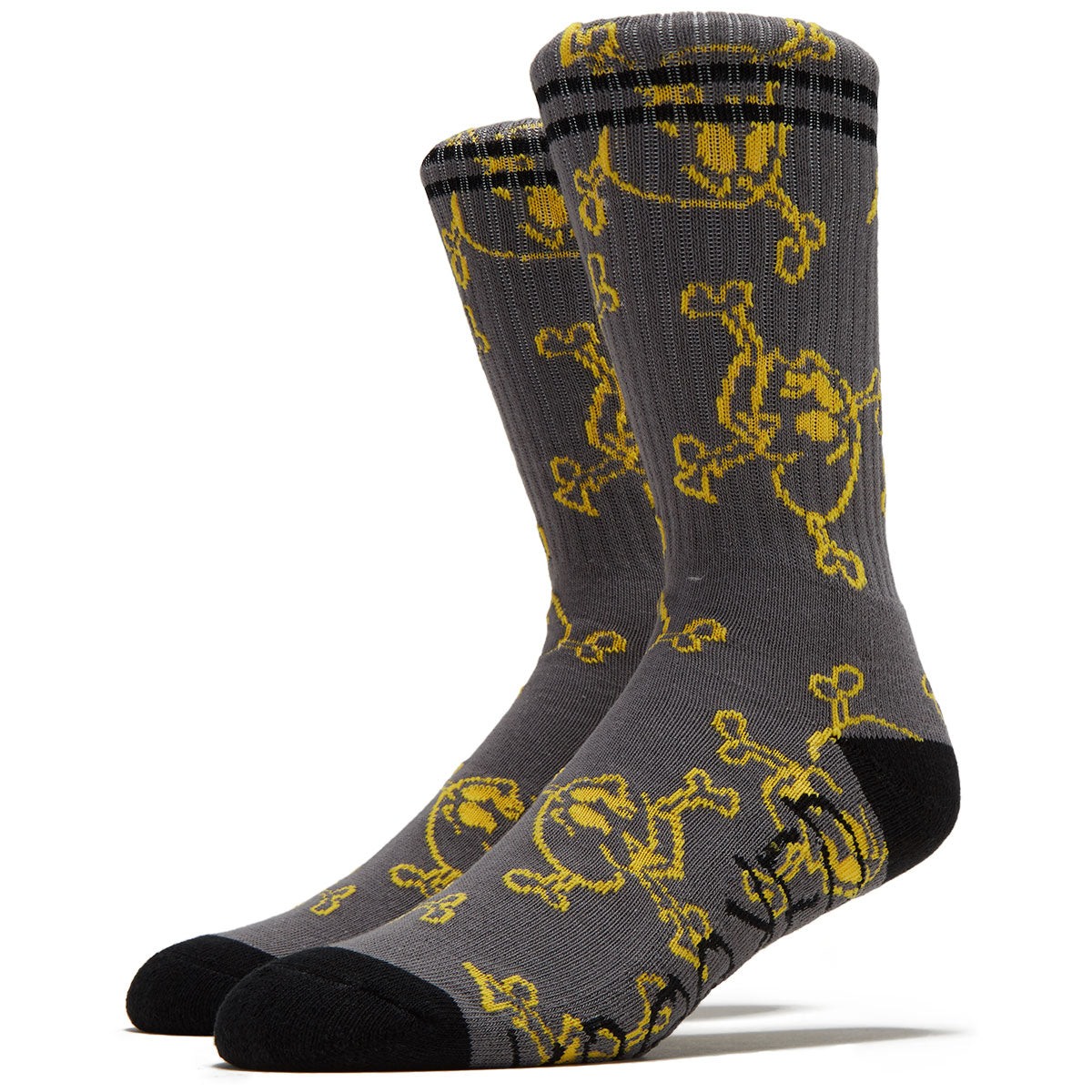 Krooked Style Socks - Charcoal/Yellow/Black image 1