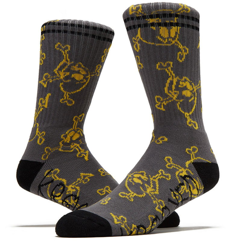 Krooked Style Socks - Charcoal/Yellow/Black