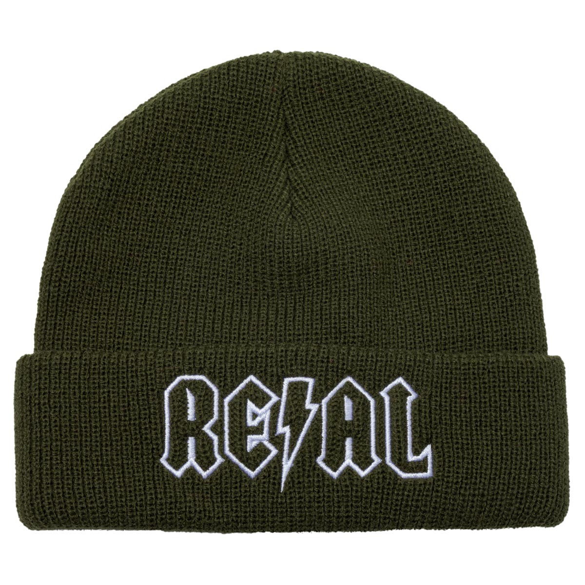 Real Deeds Emb Beanie - Olive/White image 1