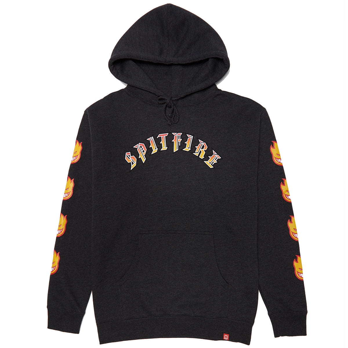 Spitfire Old E Bighead Fill Sleeve Hoodie - Charcoal Heather/Gold/Red image 1