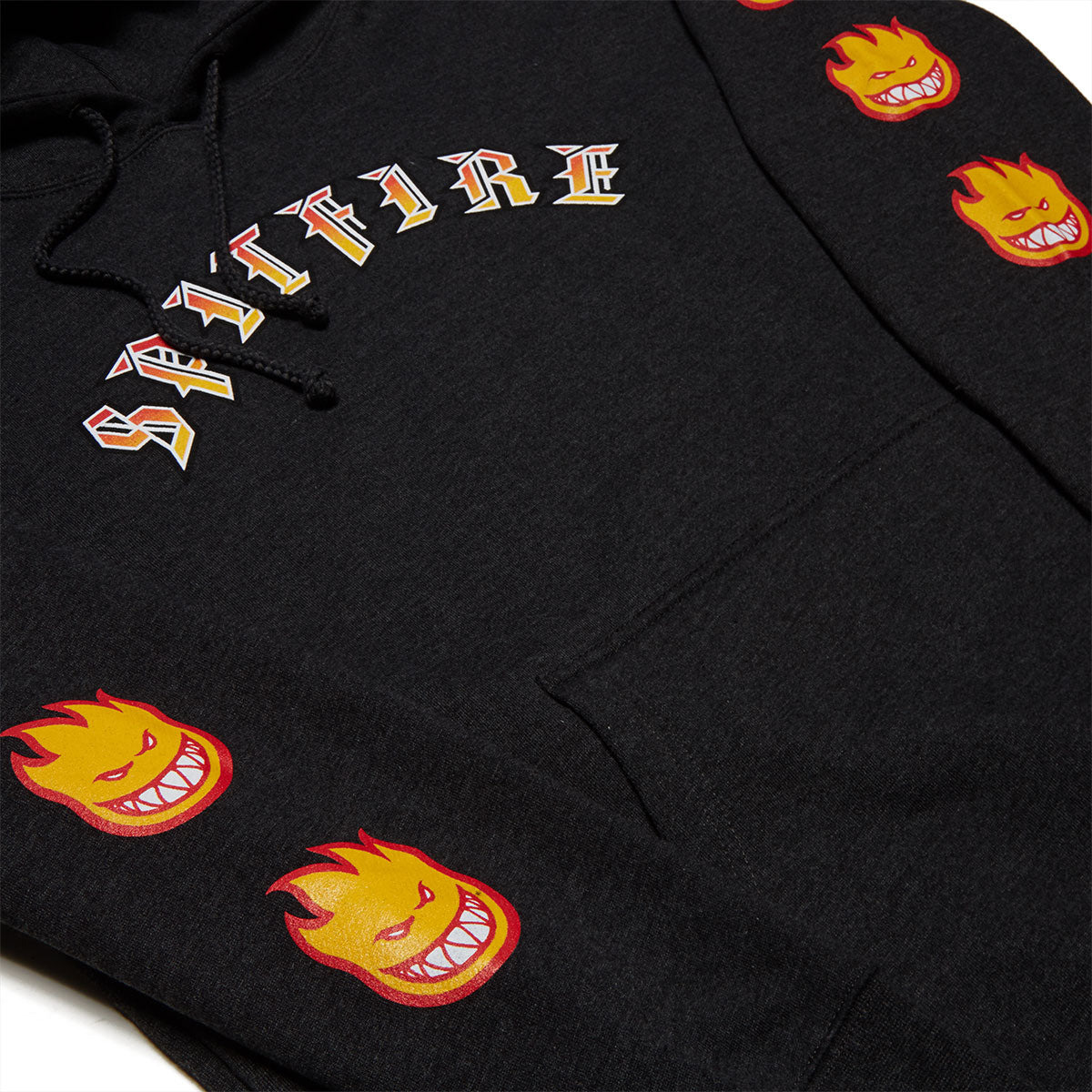 Spitfire Old E Bighead Fill Sleeve Hoodie - Charcoal Heather/Gold/Red image 2