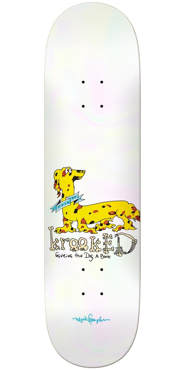 Krooked Gonz Dachshund Skateboard Deck - White - 8.62