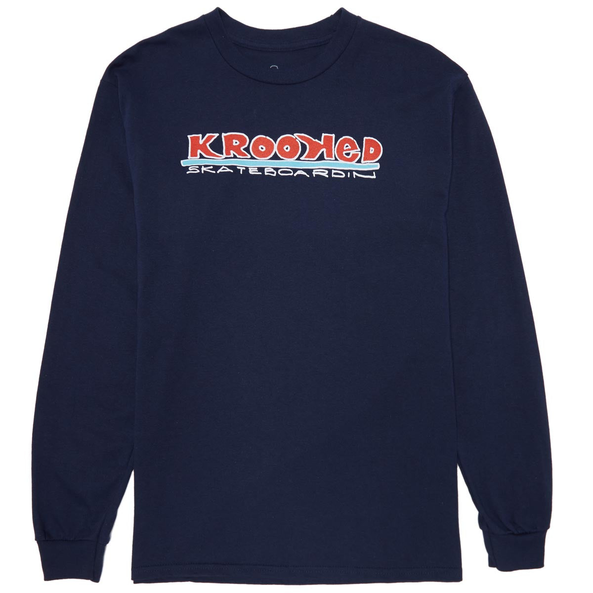 Krooked Skateboardin Long Sleeve T-Shirt - Navy/Red/White/Blue image 1