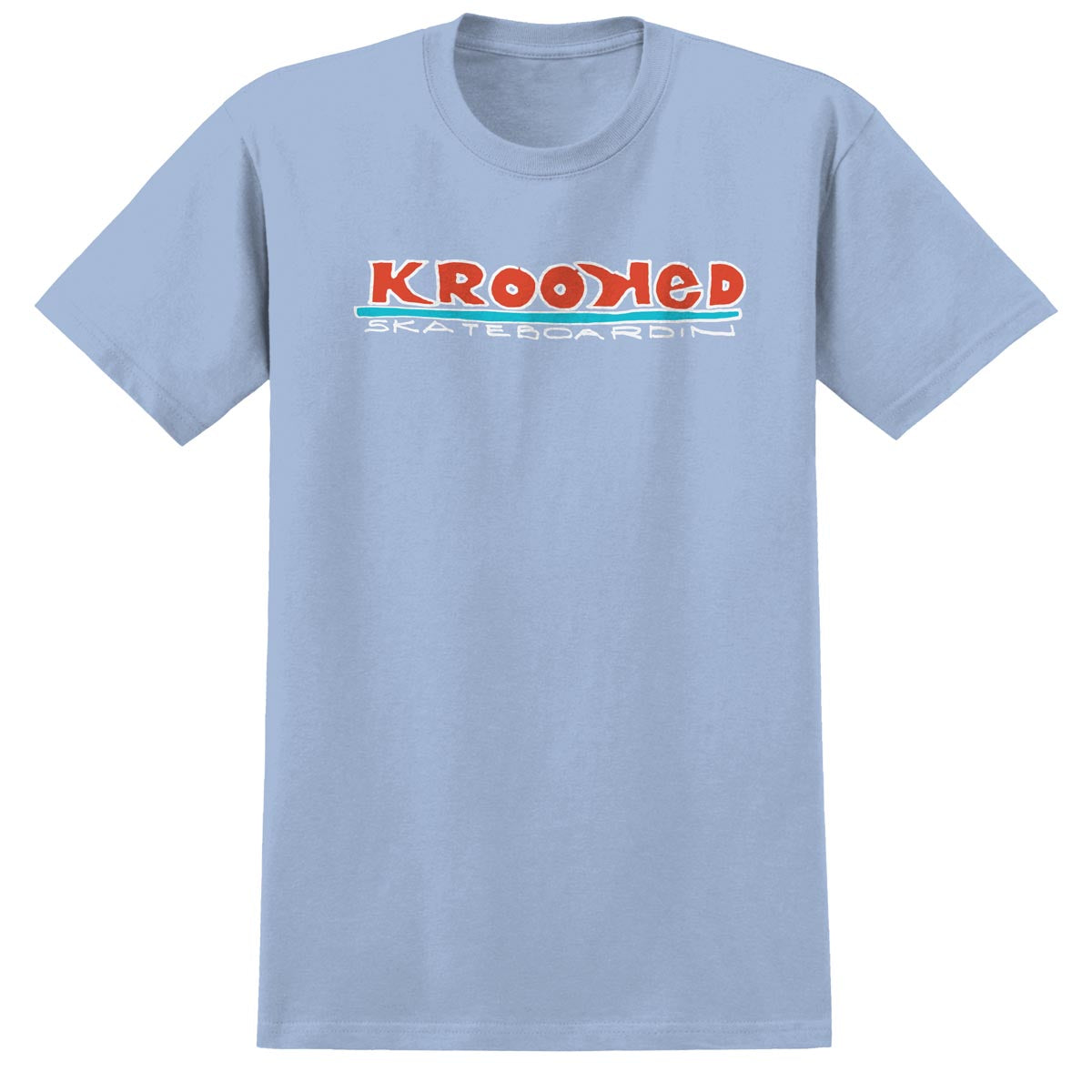 Krooked Skateboardin T-Shirt - Light Blue/Red/White/Blue image 1