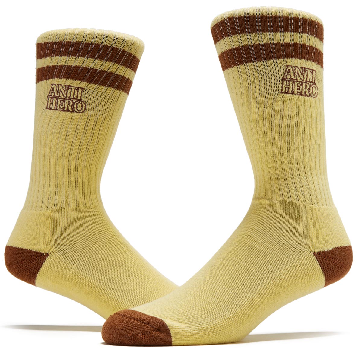 Anti-Hero Blackhero Outline Emb Socks - Pale Yellow/Brown image 2