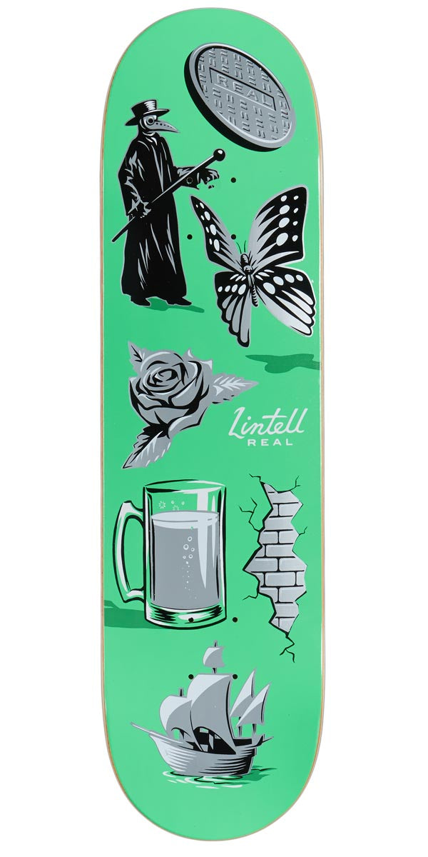 Real Lintell Revealing Skateboard Deck - Turquoise - 8.28